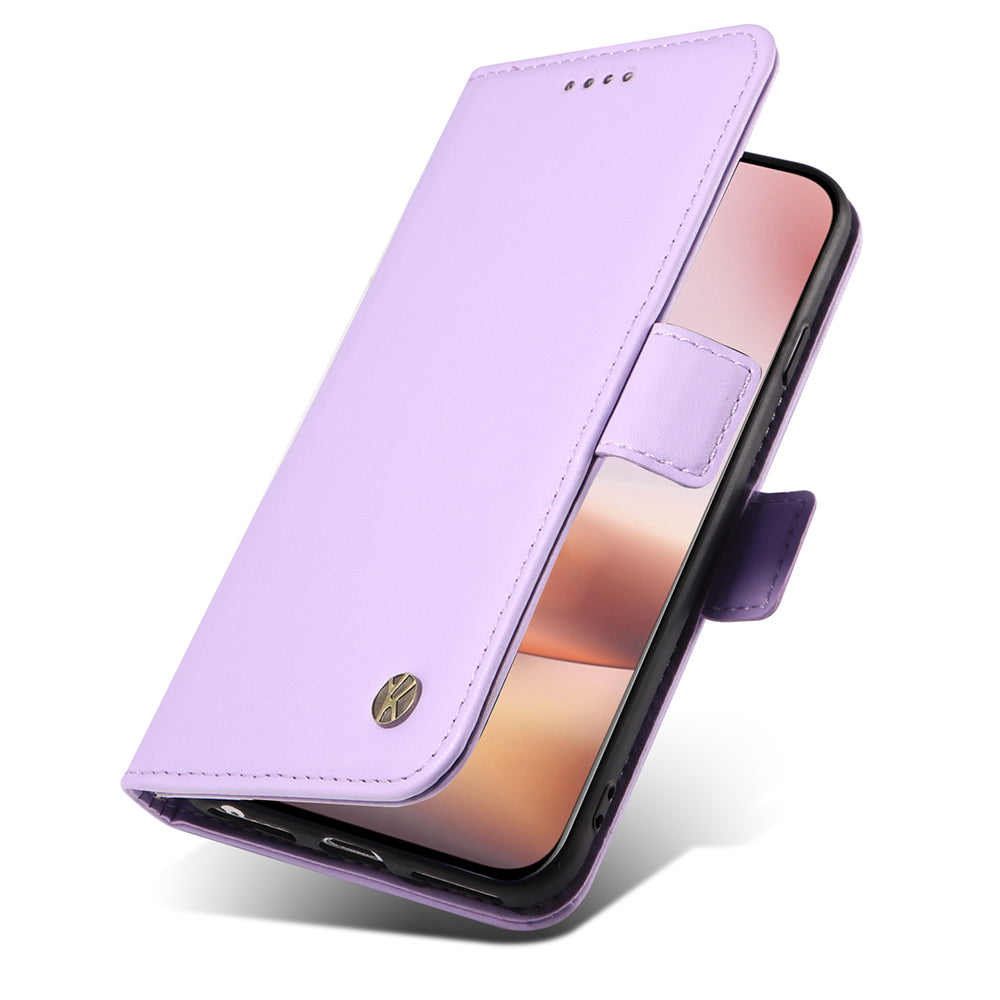 YIKATU YK-003 For iPhone 16 Plus Case Wallet Phone Leather Cover with Folding Stand - Light Purple