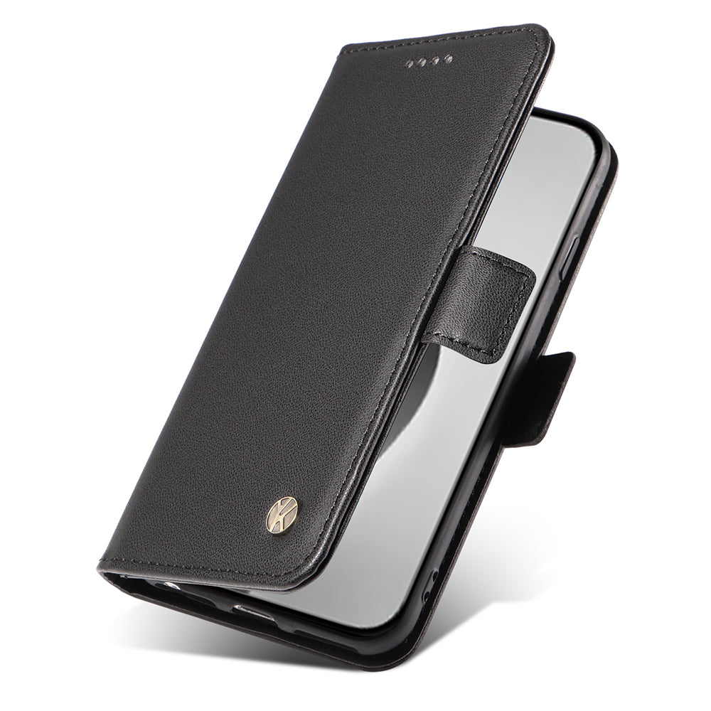 YIKATU YK-003 For iPhone 16 Pro Max Case PU Leather Folio Flip Phone Cover - Black