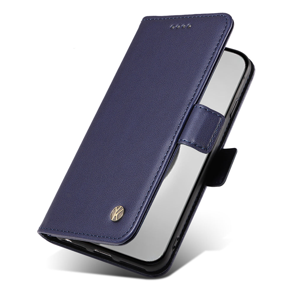 YIKATU YK-003 For iPhone 16 Pro Max Case PU Leather Folio Flip Phone Cover - Sapphire