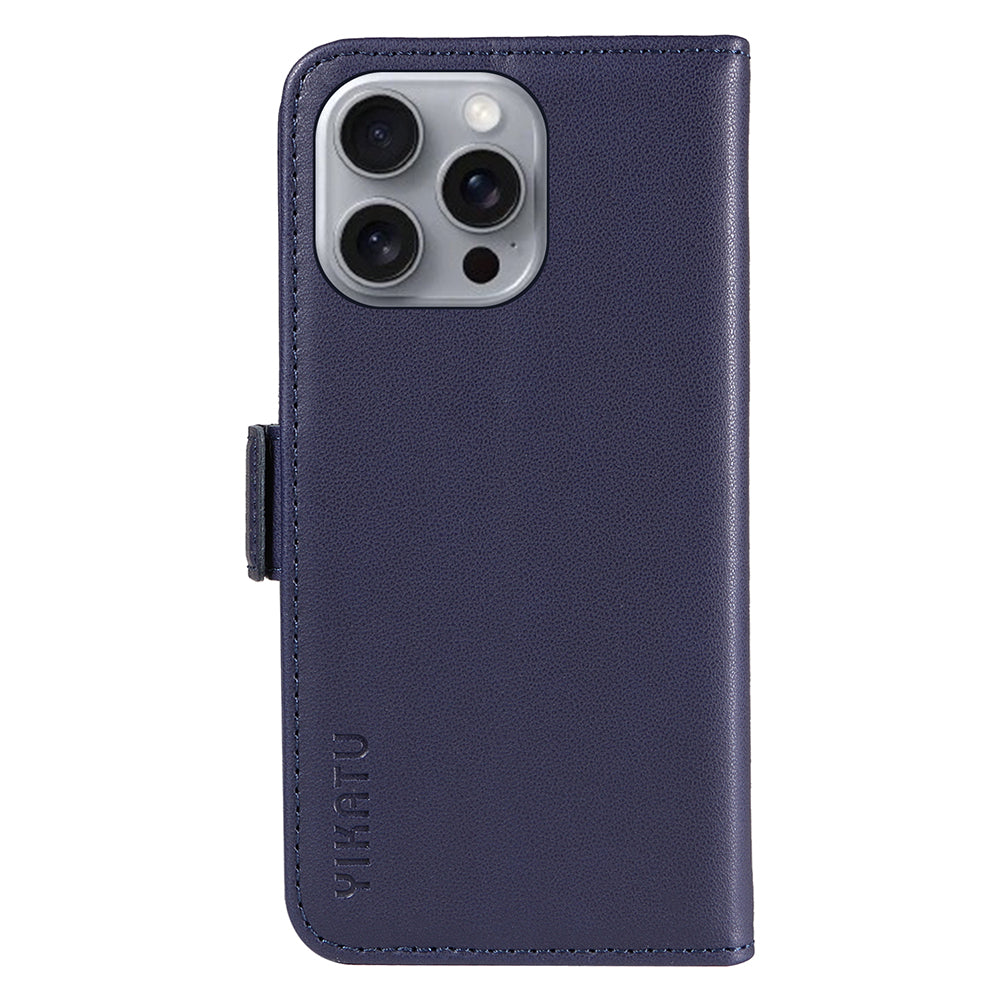 YIKATU YK-003 For iPhone 16 Pro Max Case PU Leather Folio Flip Phone Cover - Sapphire