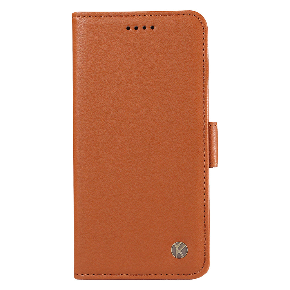 YIKATU YK-003 For iPhone 16 Pro Max Case PU Leather Folio Flip Phone Cover - Brown