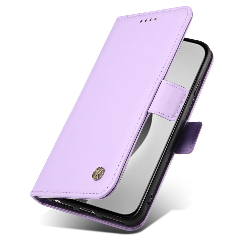 YIKATU YK-003 For iPhone 16 Pro Max Case PU Leather Folio Flip Phone Cover - Light Purple