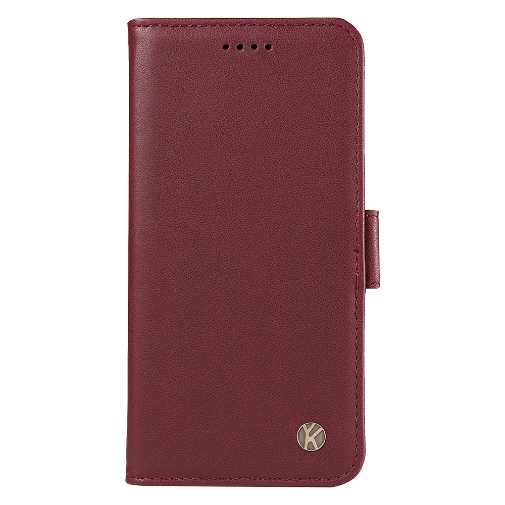 YIKATU YK-003 For iPhone 16 Pro Max Case PU Leather Folio Flip Phone Cover - Wine Red