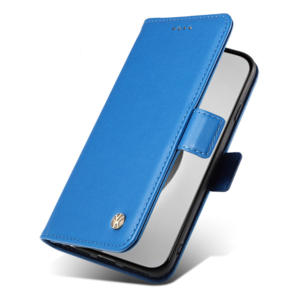 YIKATU YK-003 For iPhone 16 Pro Max Case PU Leather Folio Flip Phone Cover - Sky Blue