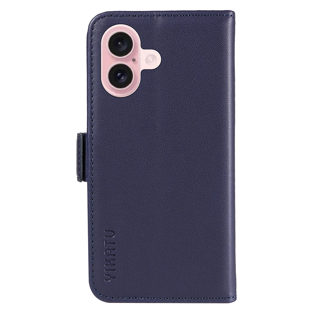 YIKATU YK-003 For iPhone 16 Case Leather Wallet Phone Cover with Side Magnetic Clasp - Sapphire