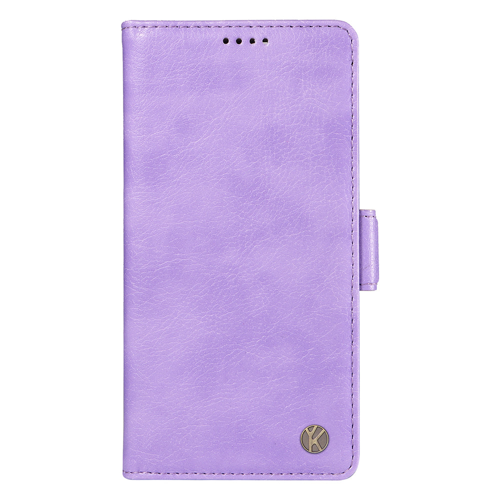 YIKATU YK-007 For iPhone 16 Pro Max Case Litchi Texture Leather Phone Cover with Wallet Stand - Purple