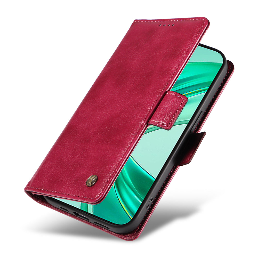 YIKATU YK-007 For iPhone 16 Pro Max Case Litchi Texture Leather Phone Cover with Wallet Stand - Wine Red