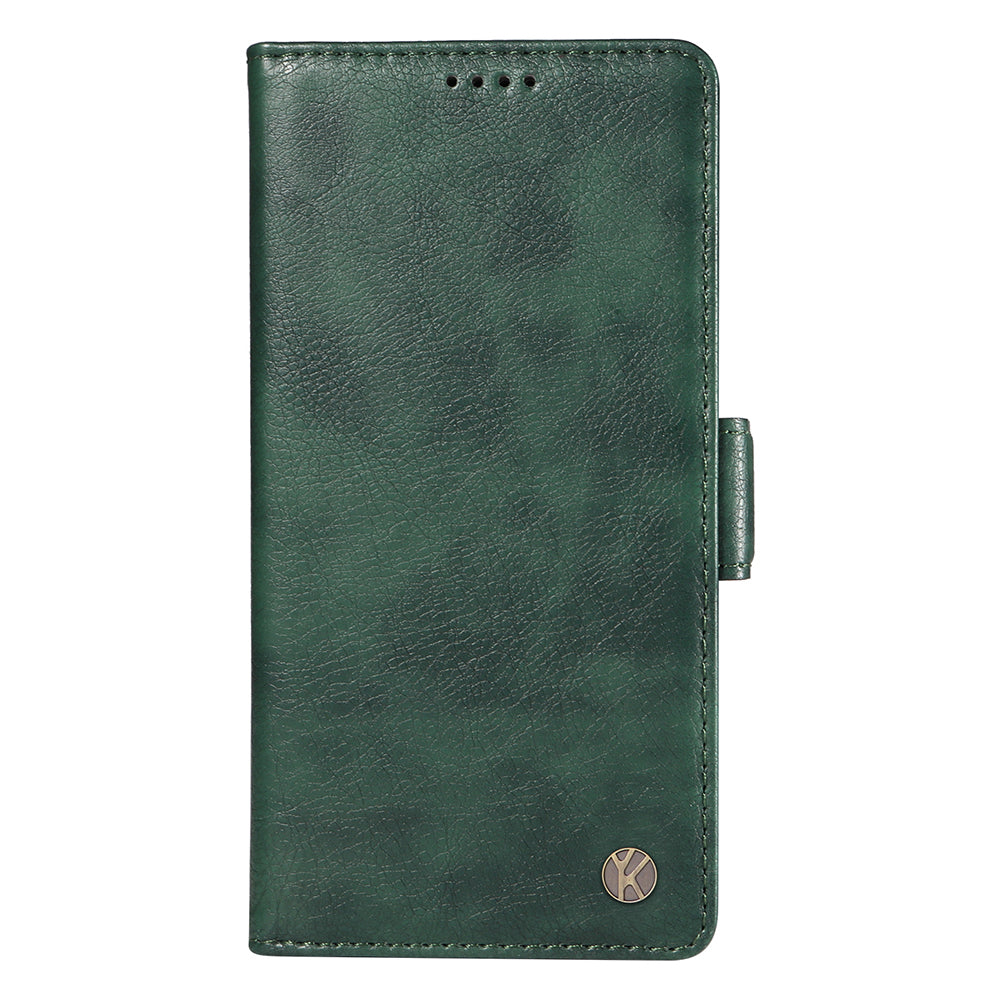 YIKATU YK-007 For iPhone 16 Pro Max Case Litchi Texture Leather Phone Cover with Wallet Stand - Green