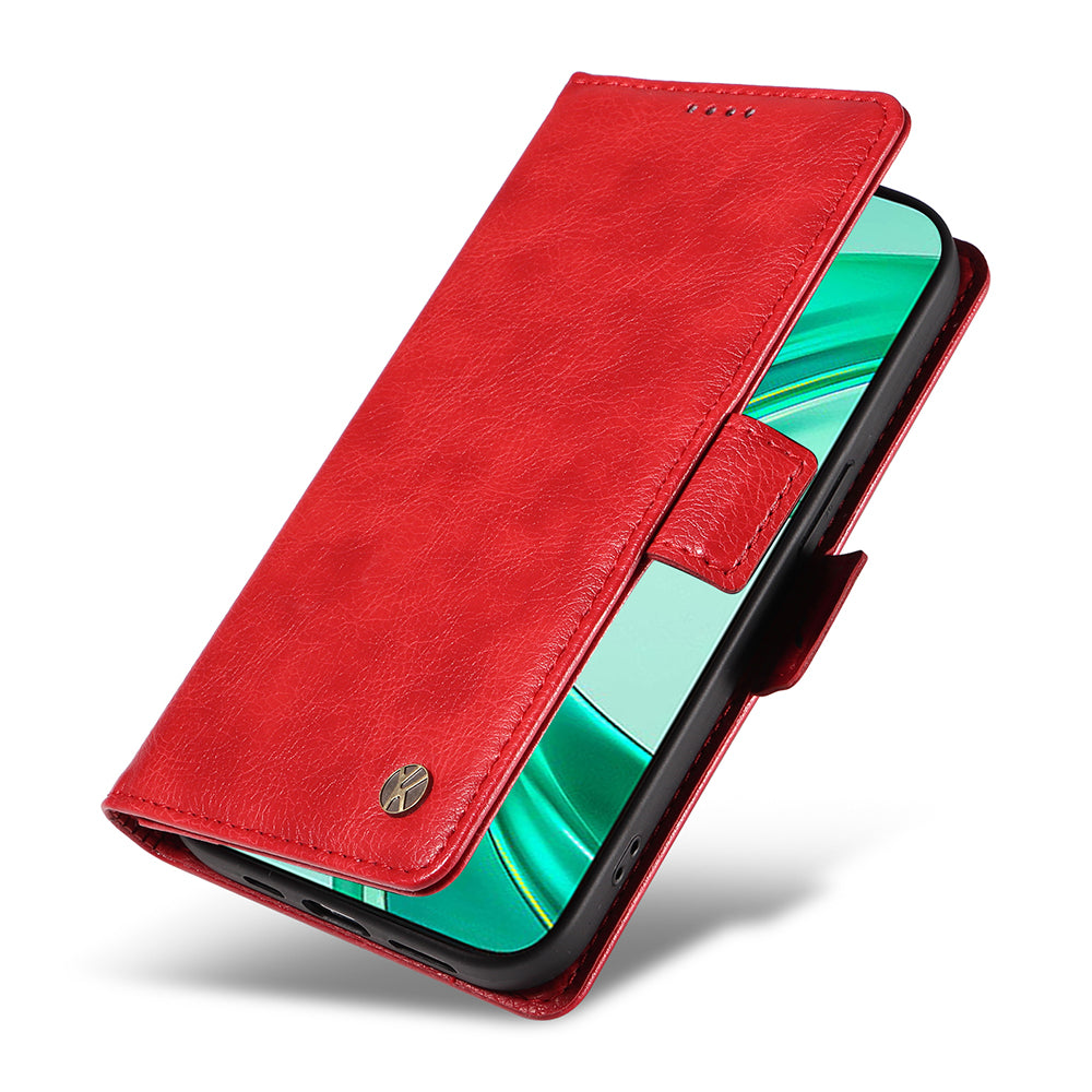 YIKATU YK-007 For iPhone 16 Pro Max Case Litchi Texture Leather Phone Cover with Wallet Stand - Red