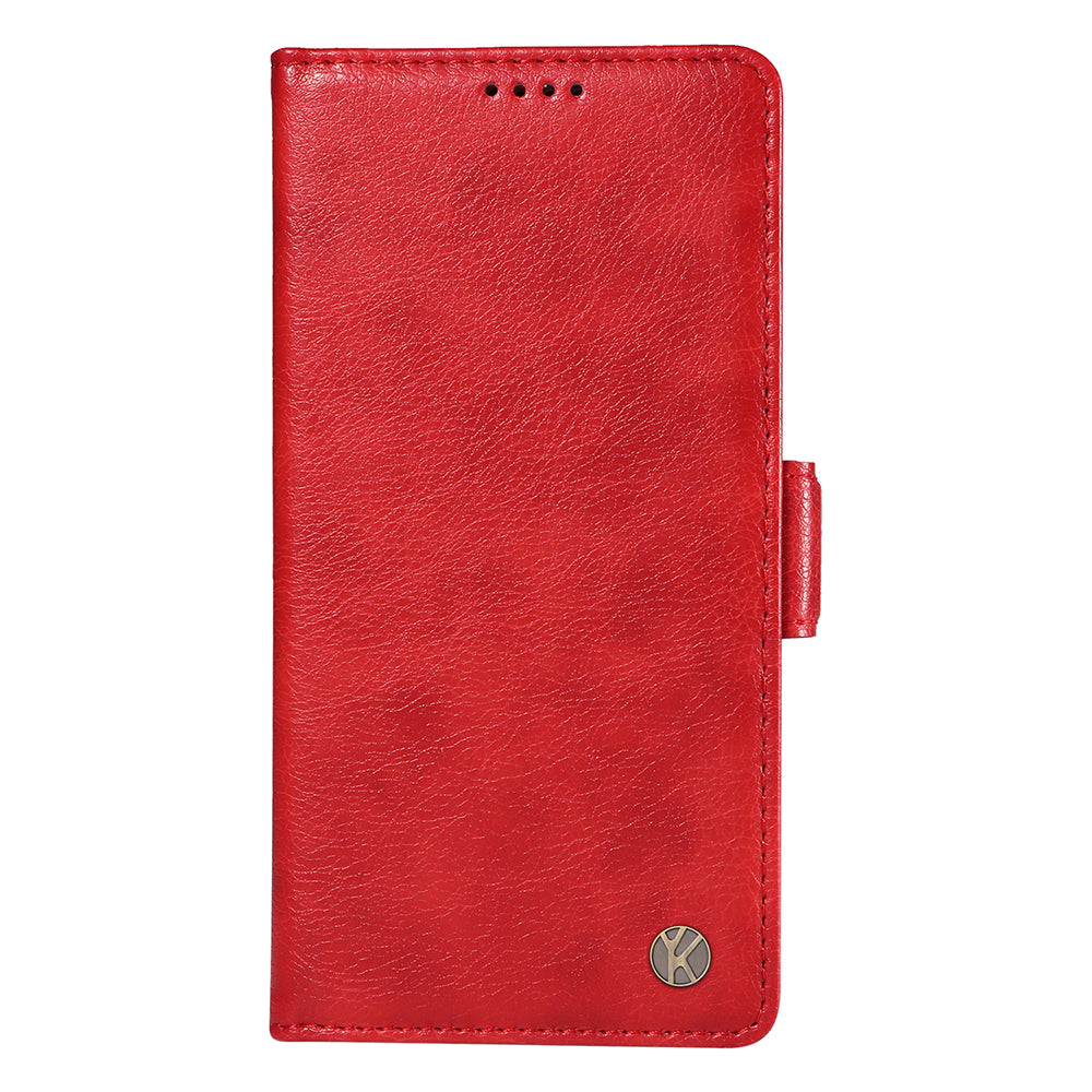 YIKATU YK-007 For iPhone 16 Pro Max Case Litchi Texture Leather Phone Cover with Wallet Stand - Red