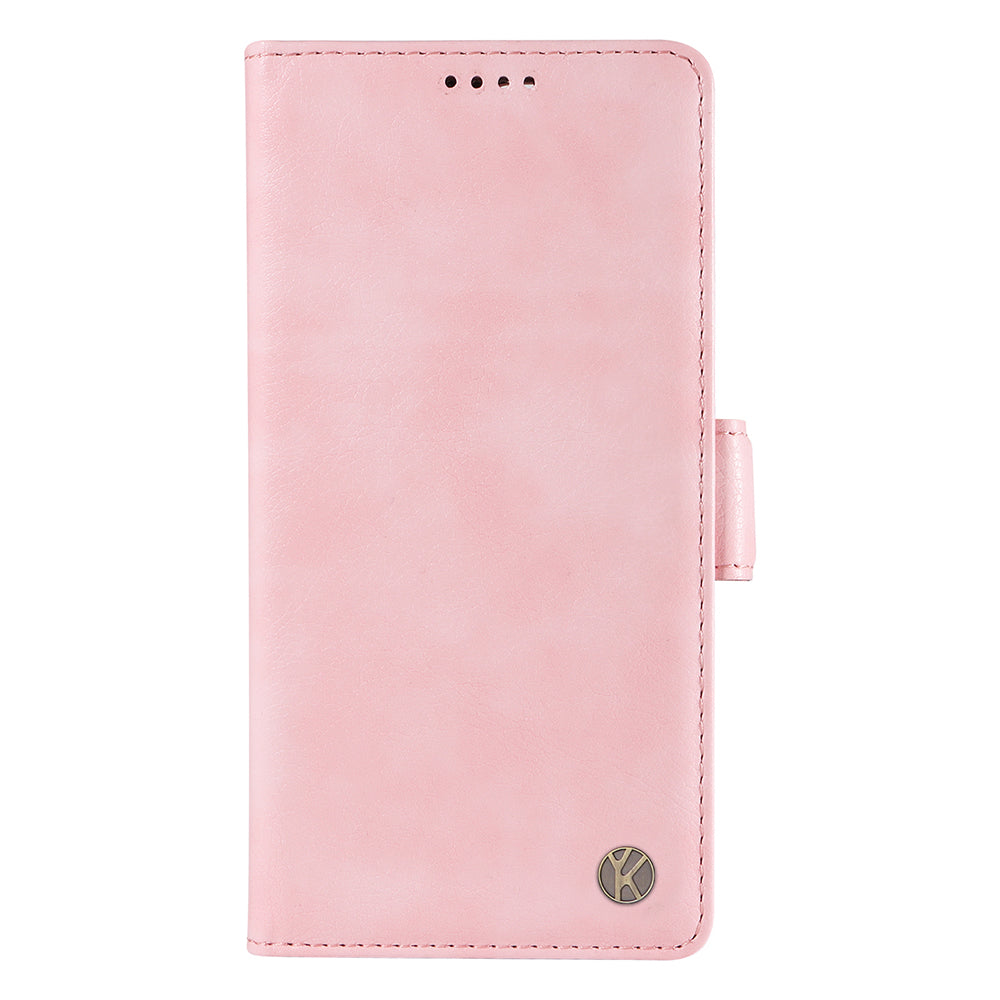 YIKATU YK-007 For iPhone 16 Pro Max Case Litchi Texture Leather Phone Cover with Wallet Stand - Pink