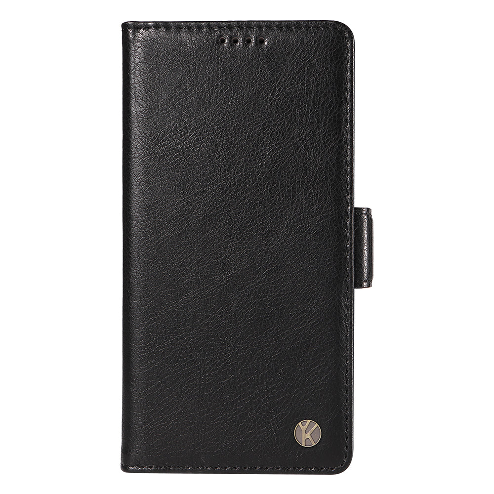 YIKATU YK-007 For iPhone 16 Case Litchi Texture Leather Phone Cover with Wallet Stand - Black