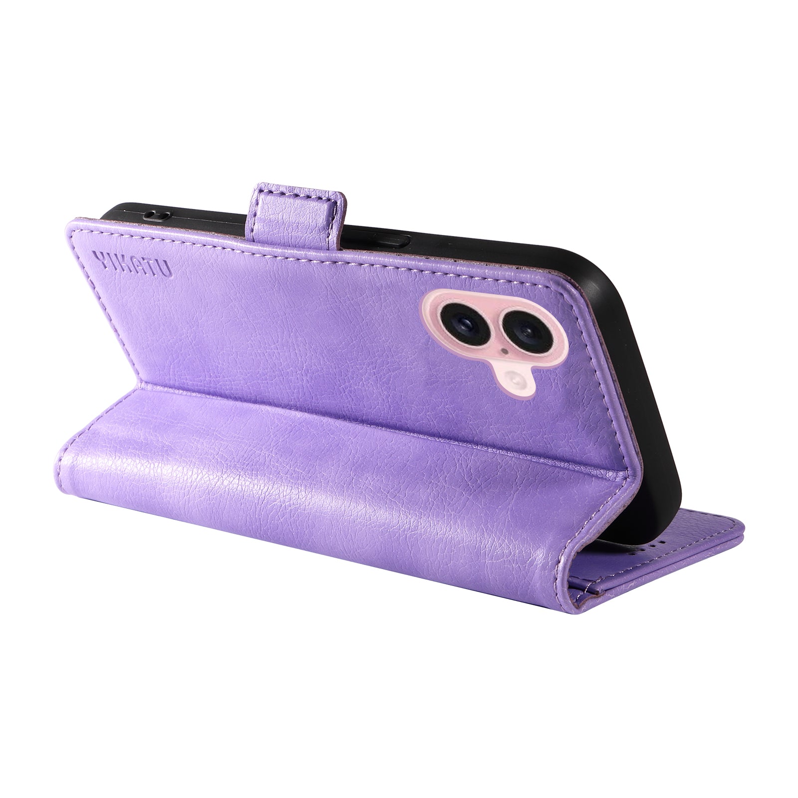 YIKATU YK-007 For iPhone 16 Case Litchi Texture Leather Phone Cover with Wallet Stand - Purple