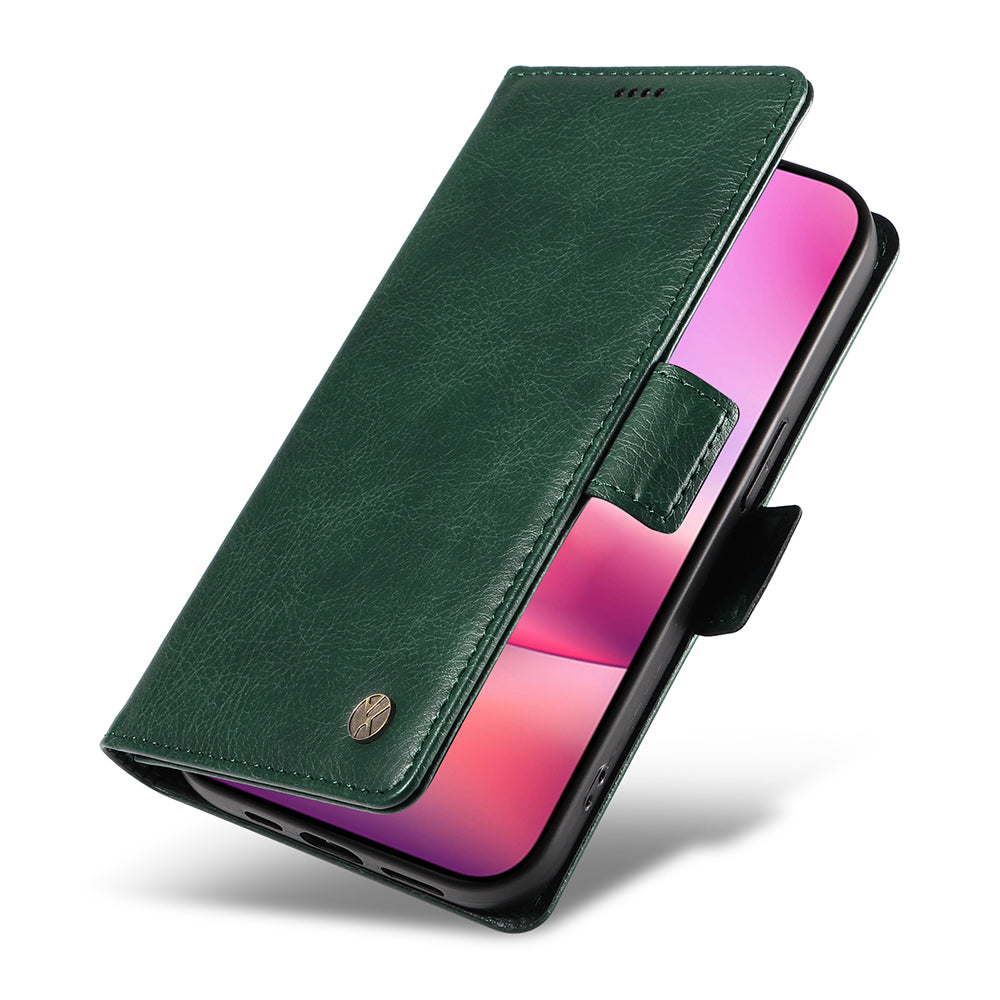 YIKATU YK-007 For iPhone 16 Case Litchi Texture Leather Phone Cover with Wallet Stand - Green