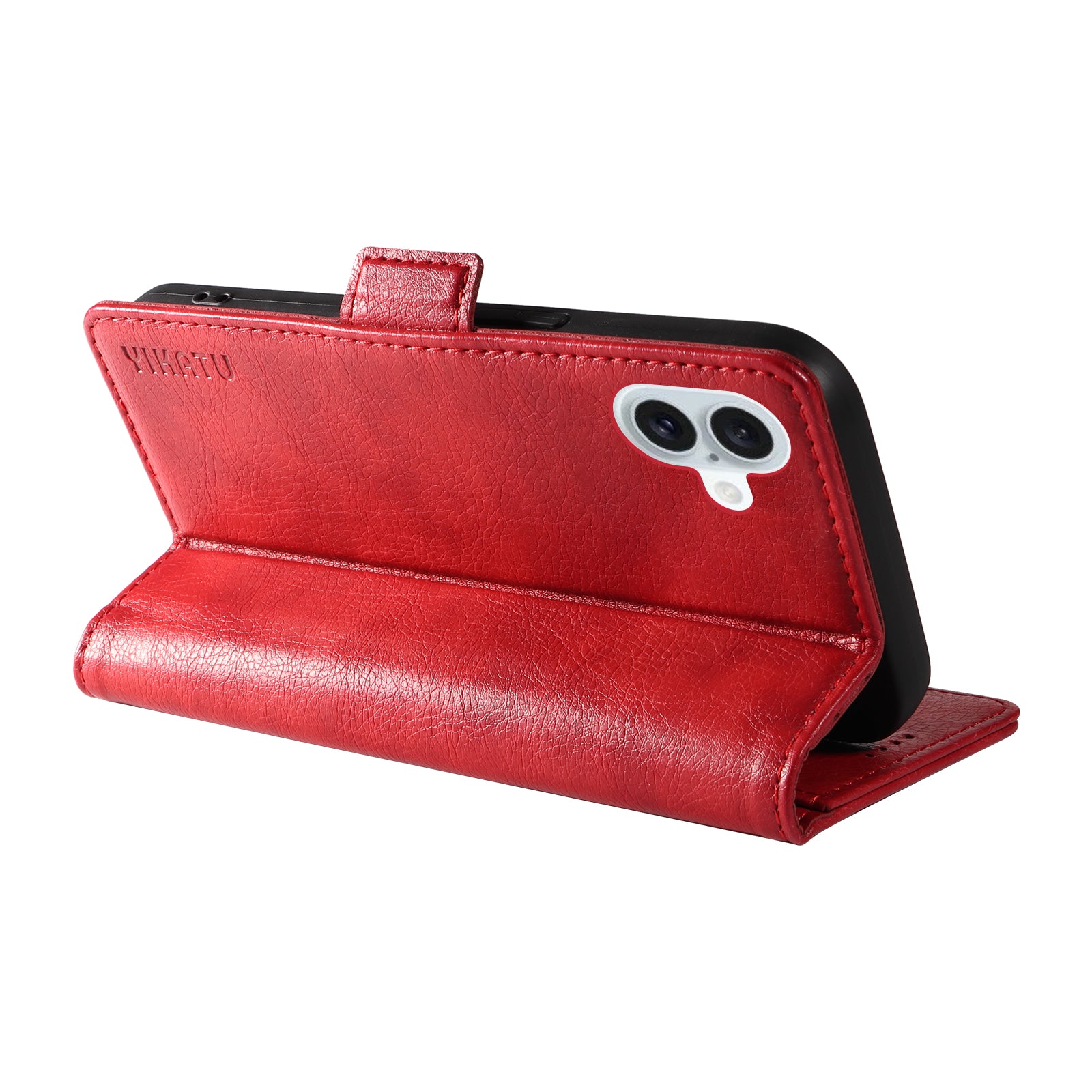 YIKATU YK-007 For iPhone 16 Plus Case Litchi Texture Wallet PU Leather Flip Phone Cover - Red