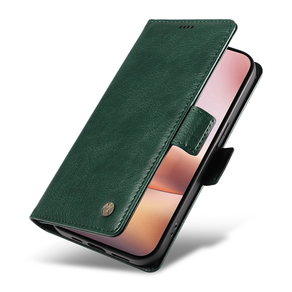 YIKATU YK-007 For iPhone 16 Plus Case Litchi Texture Wallet PU Leather Flip Phone Cover - Green