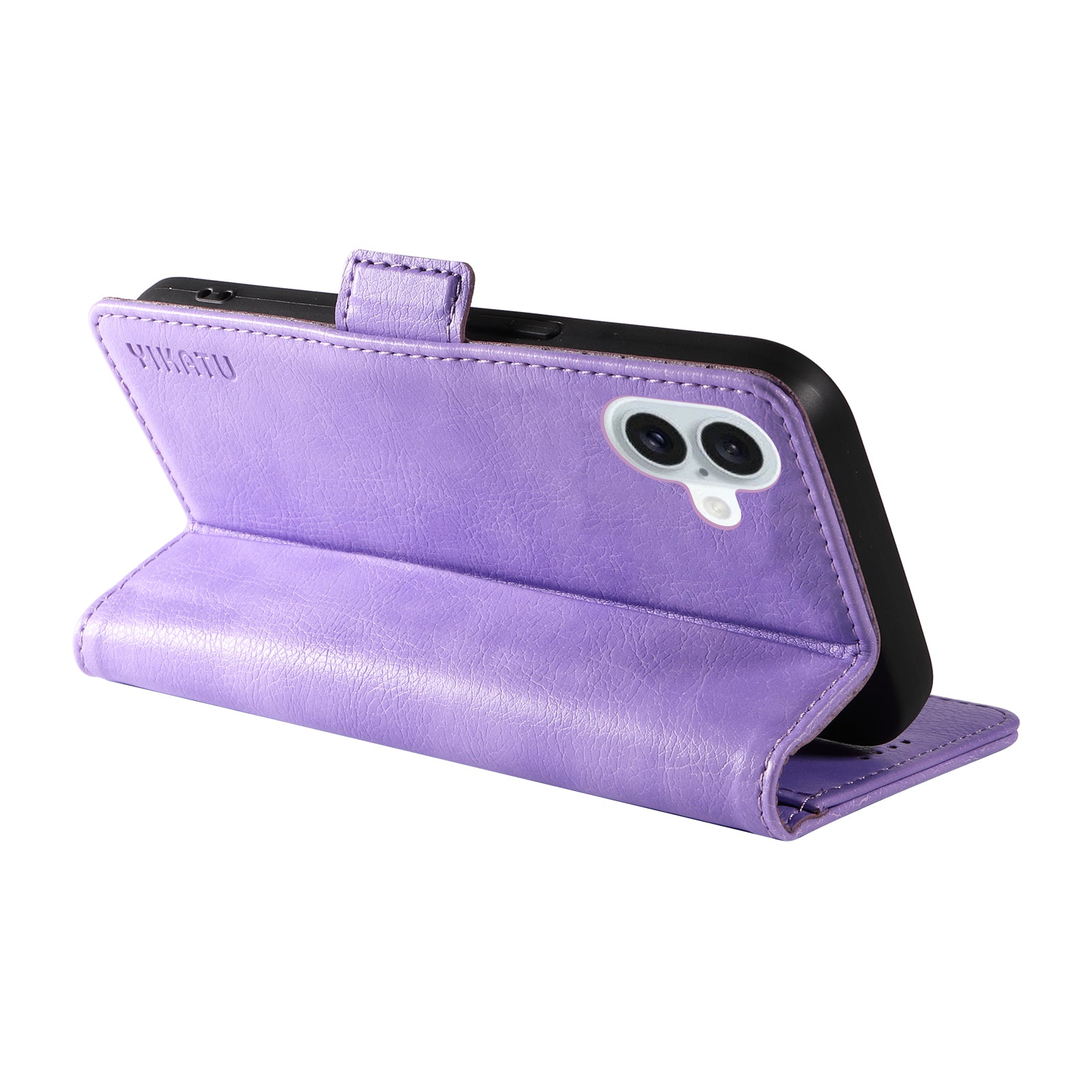 YIKATU YK-007 For iPhone 16 Plus Case Litchi Texture Wallet PU Leather Flip Phone Cover - Purple