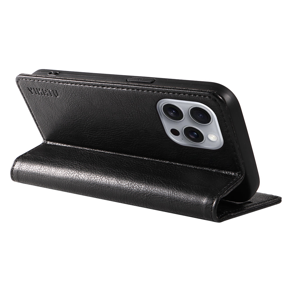 YIKATU YK-006 For iPhone 16 Pro Max Wallet Case Magnetic Closure Leather Phone Cover - Black