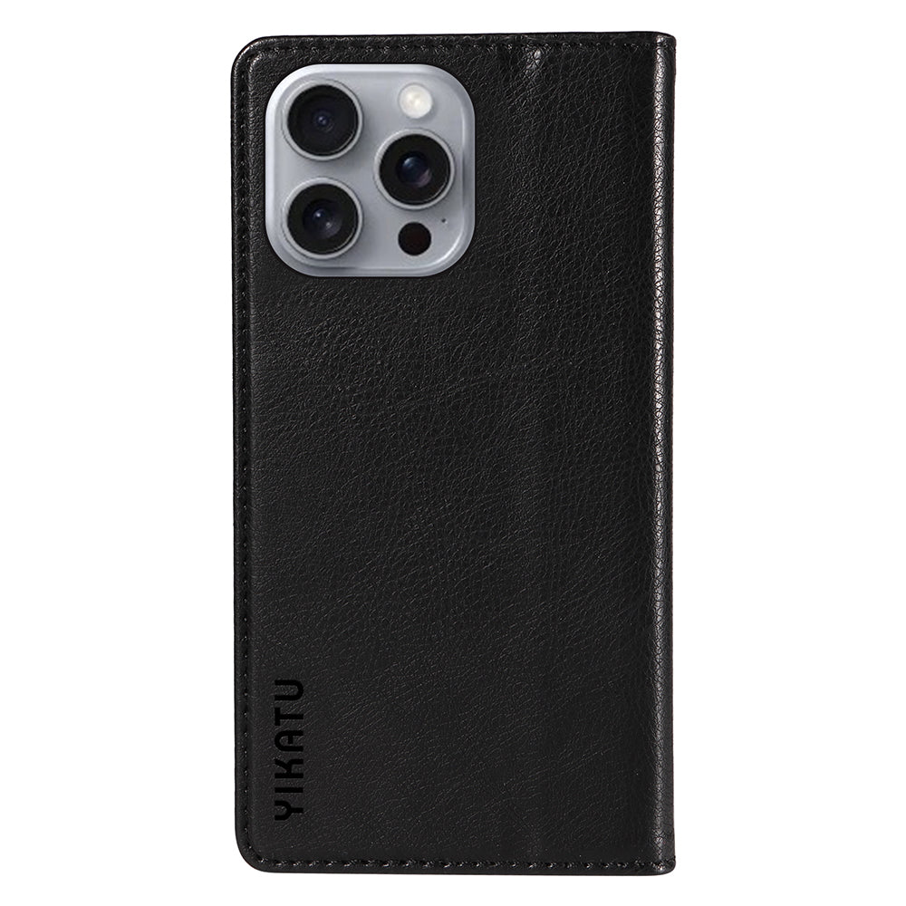 YIKATU YK-006 For iPhone 16 Pro Max Wallet Case Magnetic Closure Leather Phone Cover - Black