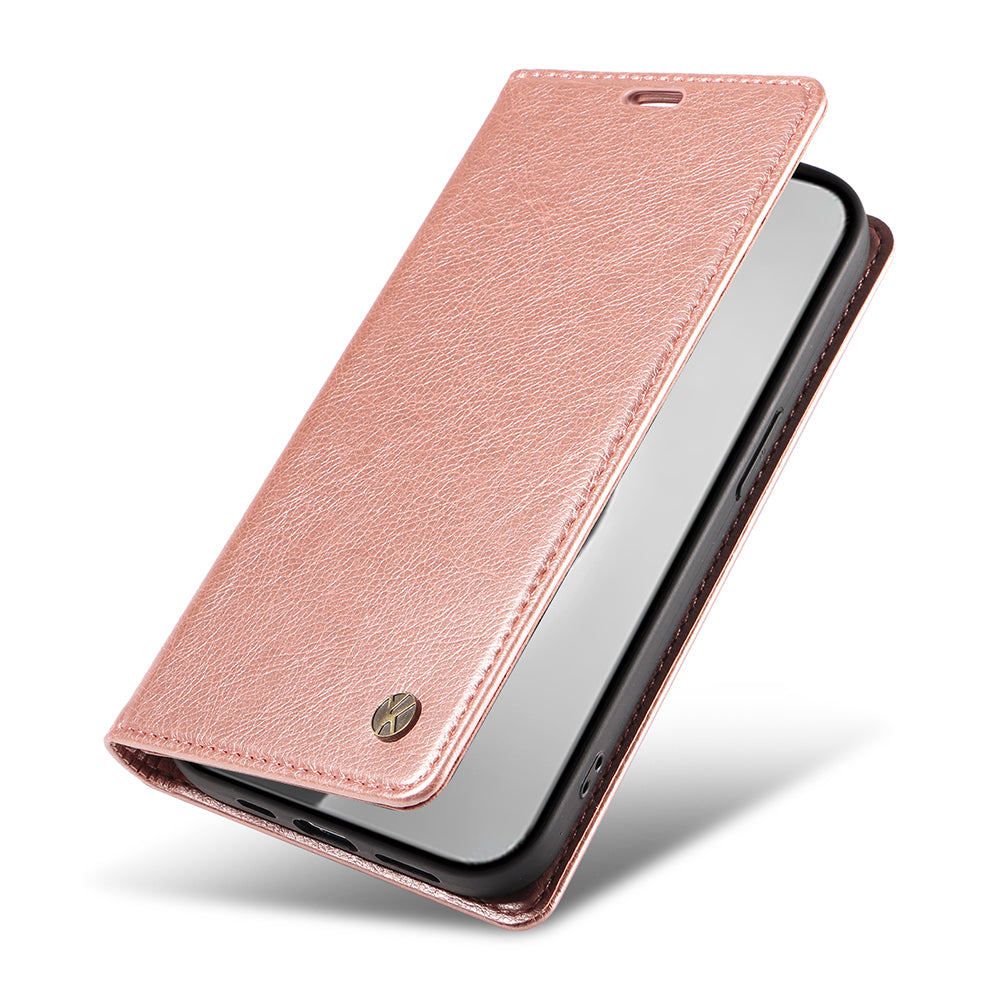 YIKATU YK-006 For iPhone 16 Pro Max Wallet Case Magnetic Closure Leather Phone Cover - Rose Gold