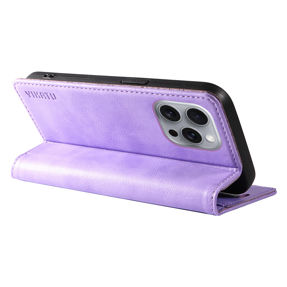 YIKATU YK-006 For iPhone 16 Pro Max Wallet Case Magnetic Closure Leather Phone Cover - Purple