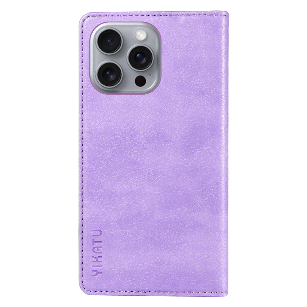 YIKATU YK-006 For iPhone 16 Pro Max Wallet Case Magnetic Closure Leather Phone Cover - Purple