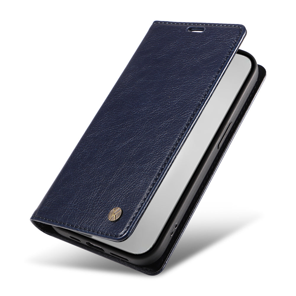 YIKATU YK-006 For iPhone 16 Pro Max Wallet Case Magnetic Closure Leather Phone Cover - Navy Blue