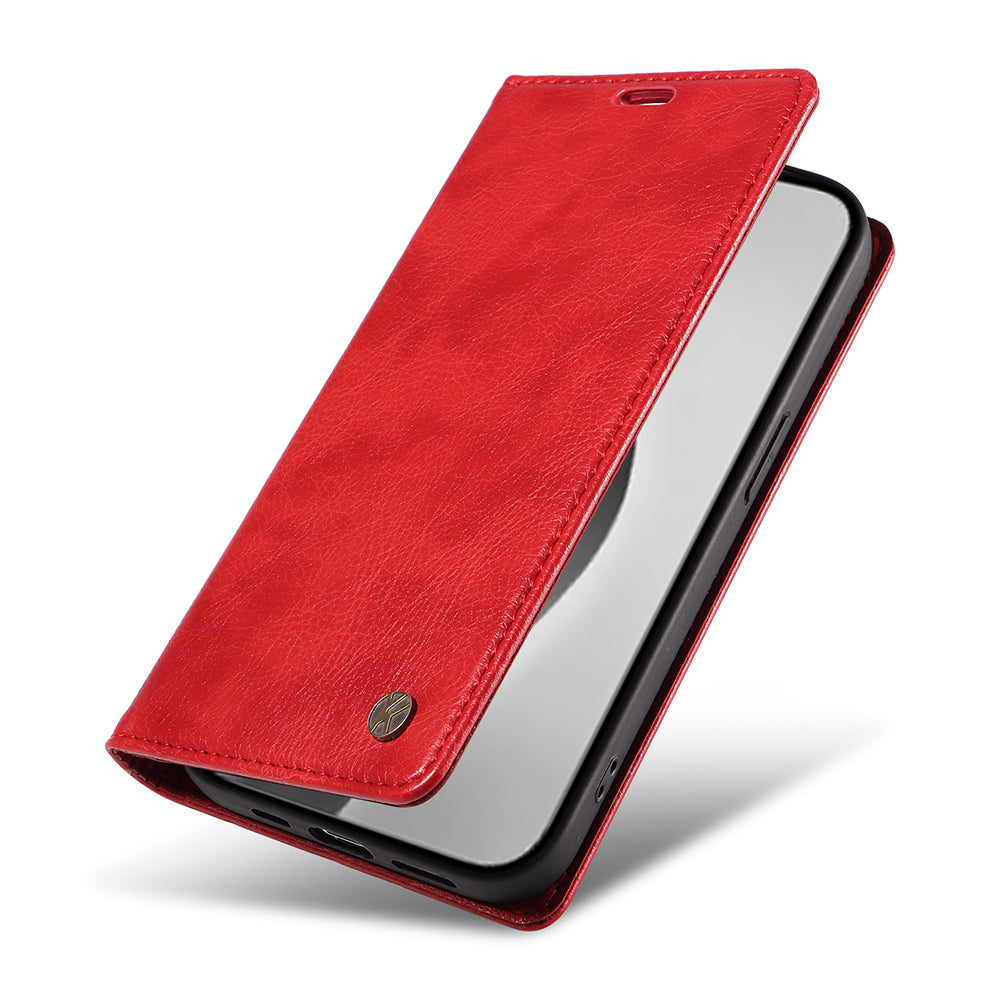 YIKATU YK-006 For iPhone 16 Pro Max Wallet Case Magnetic Closure Leather Phone Cover - Red