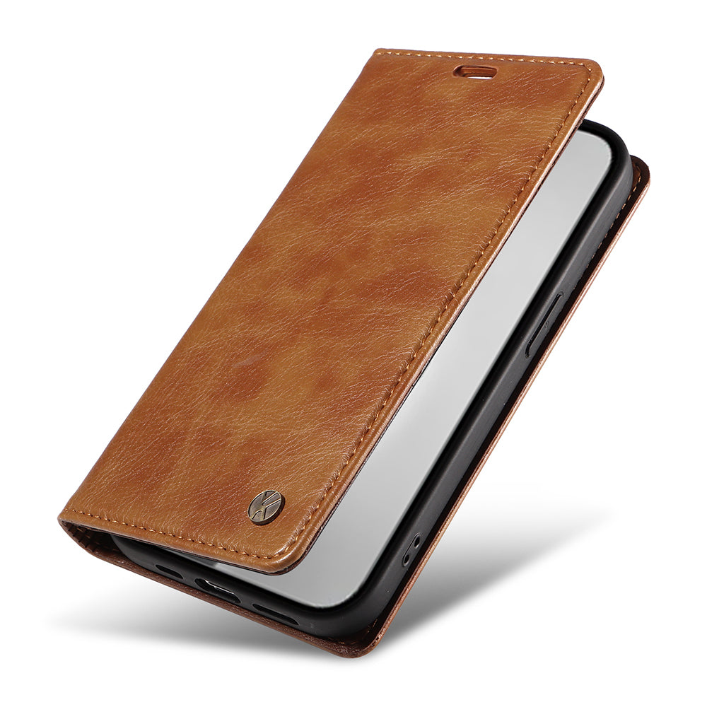 YIKATU YK-006 For iPhone 16 Pro Max Wallet Case Magnetic Closure Leather Phone Cover - Brown