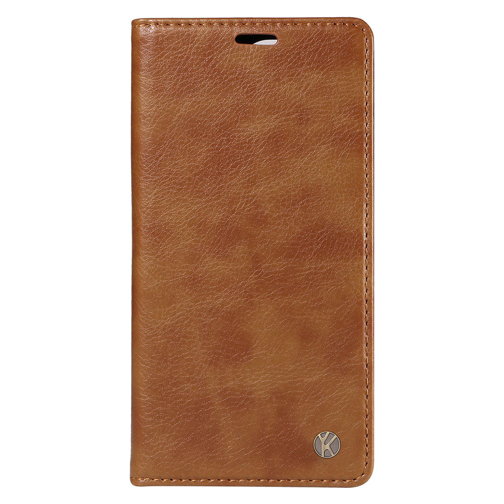 YIKATU YK-006 For iPhone 16 Pro Max Wallet Case Magnetic Closure Leather Phone Cover - Brown