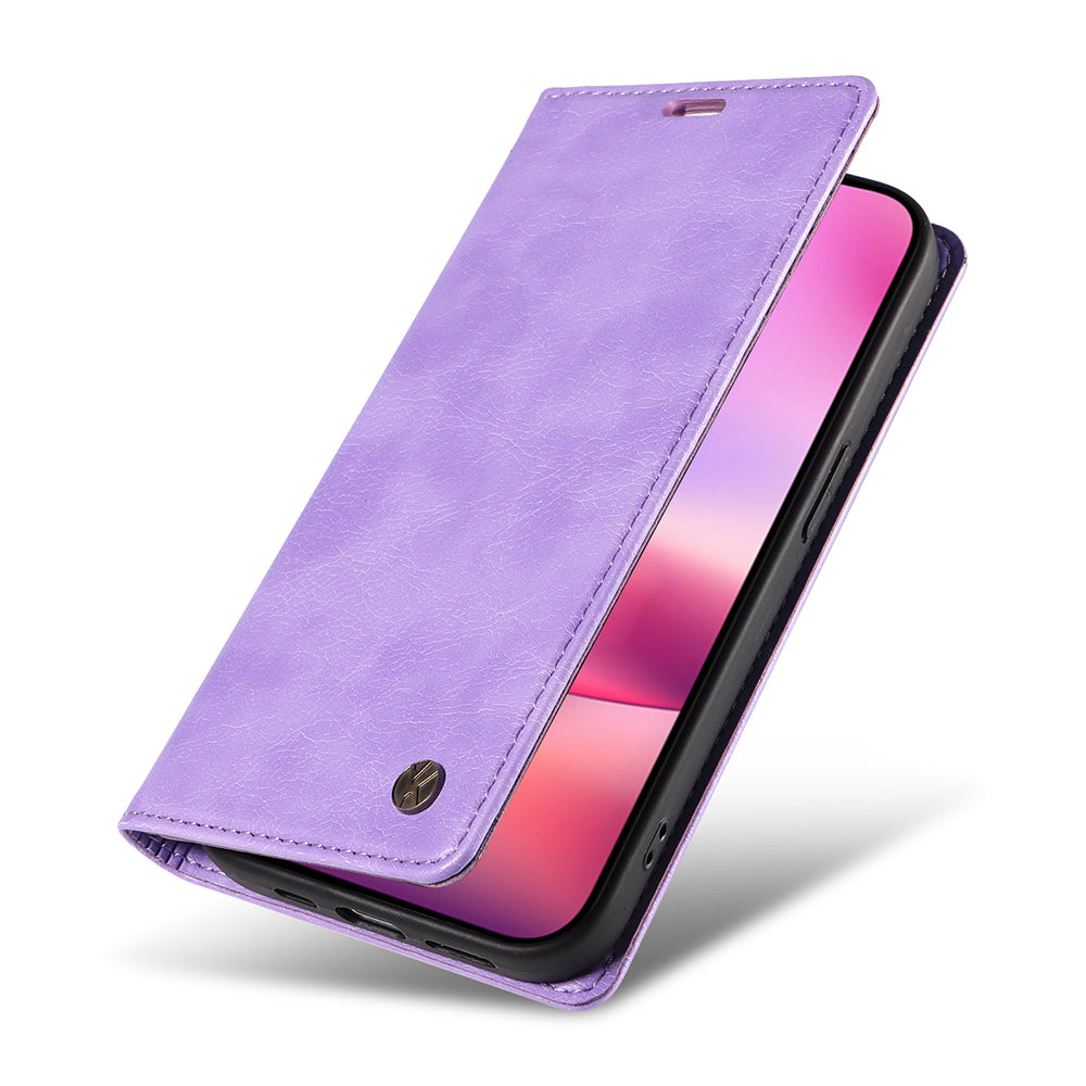 YIKATU YK-006 For iPhone 16 Wallet Case Scratch-Proof Leather Phone Cover - Purple