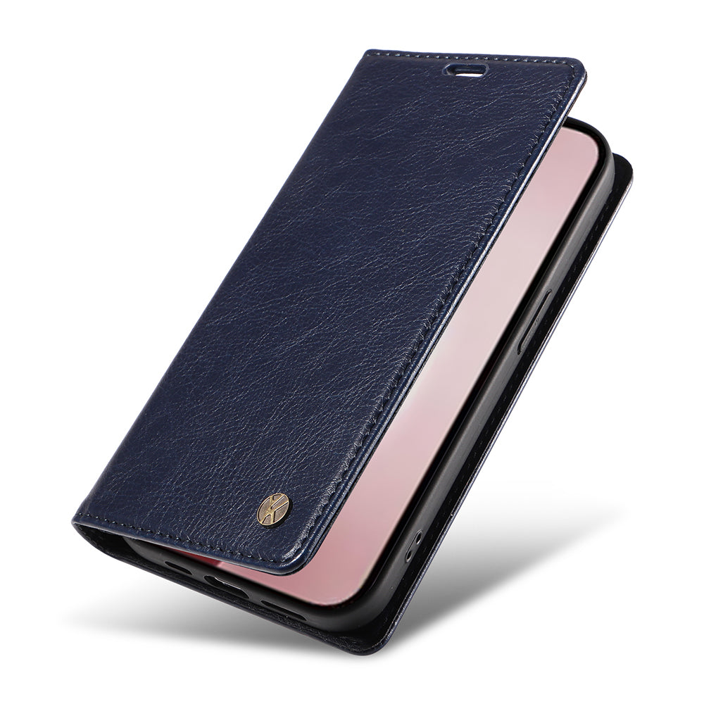 YIKATU YK-006 For iPhone 16 Pro Case Wallet Leather Phone Cover Strong Magnetic Closure - Navy Blue