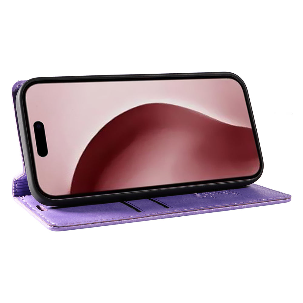 YIKATU YK-006 For iPhone 16 Pro Case Wallet Leather Phone Cover Strong Magnetic Closure - Purple