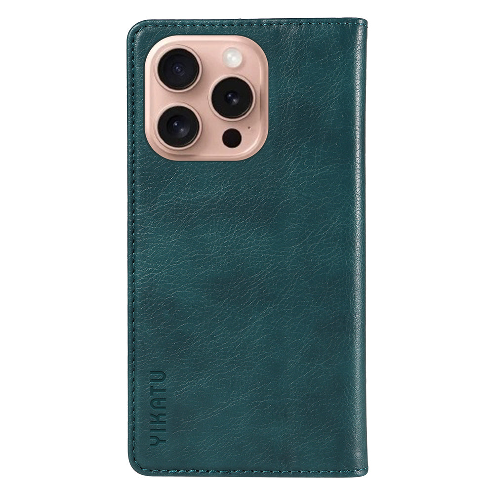 YIKATU YK-006 For iPhone 16 Pro Case Wallet Leather Phone Cover Strong Magnetic Closure - Blue