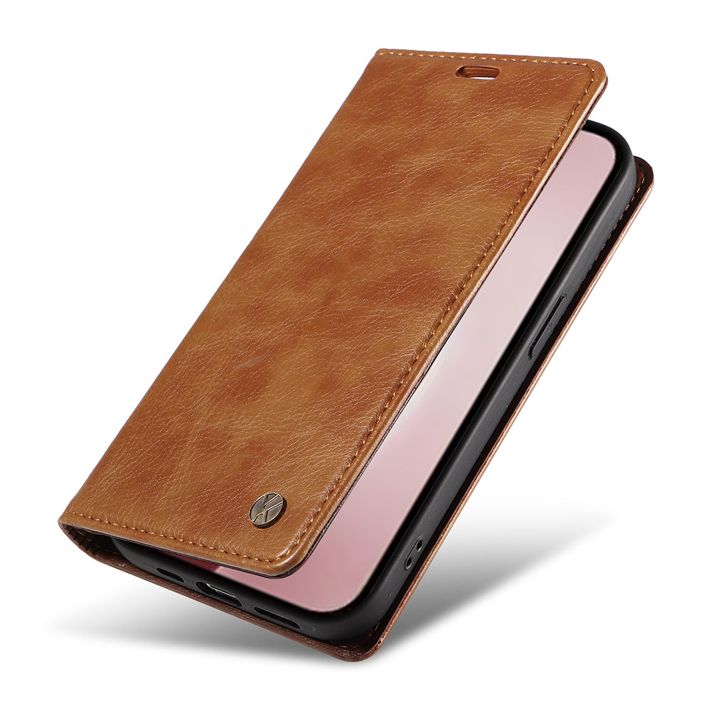 YIKATU YK-006 For iPhone 16 Pro Case Wallet Leather Phone Cover Strong Magnetic Closure - Brown