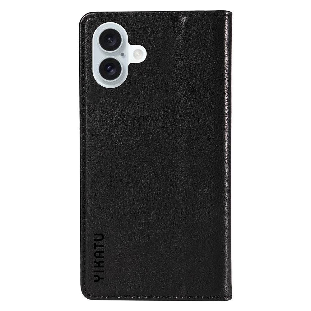 YIKATU YK-006 For iPhone 16 Plus Case Magnetic Auto-Absorbed Leather Phone Cover - Black