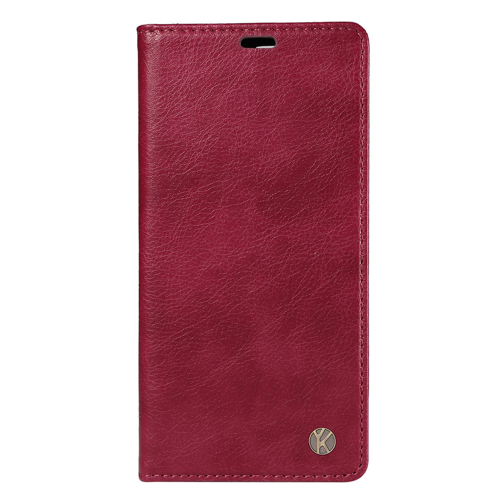 YIKATU YK-006 For iPhone 16 Plus Case Magnetic Auto-absorbed Leather Phone Cover - Wine Red