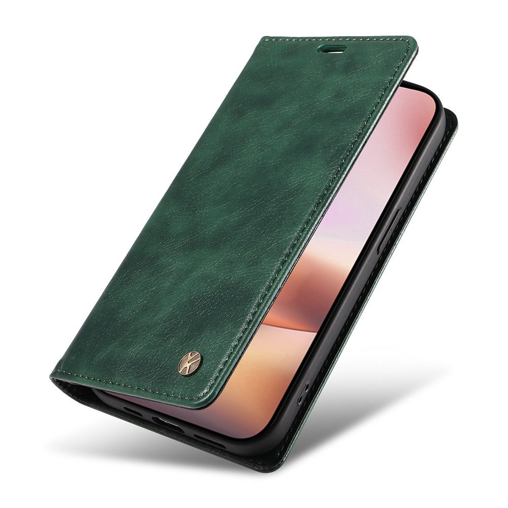 YIKATU YK-006 For iPhone 16 Plus Case Magnetic Auto-absorbed Leather Phone Cover - Green