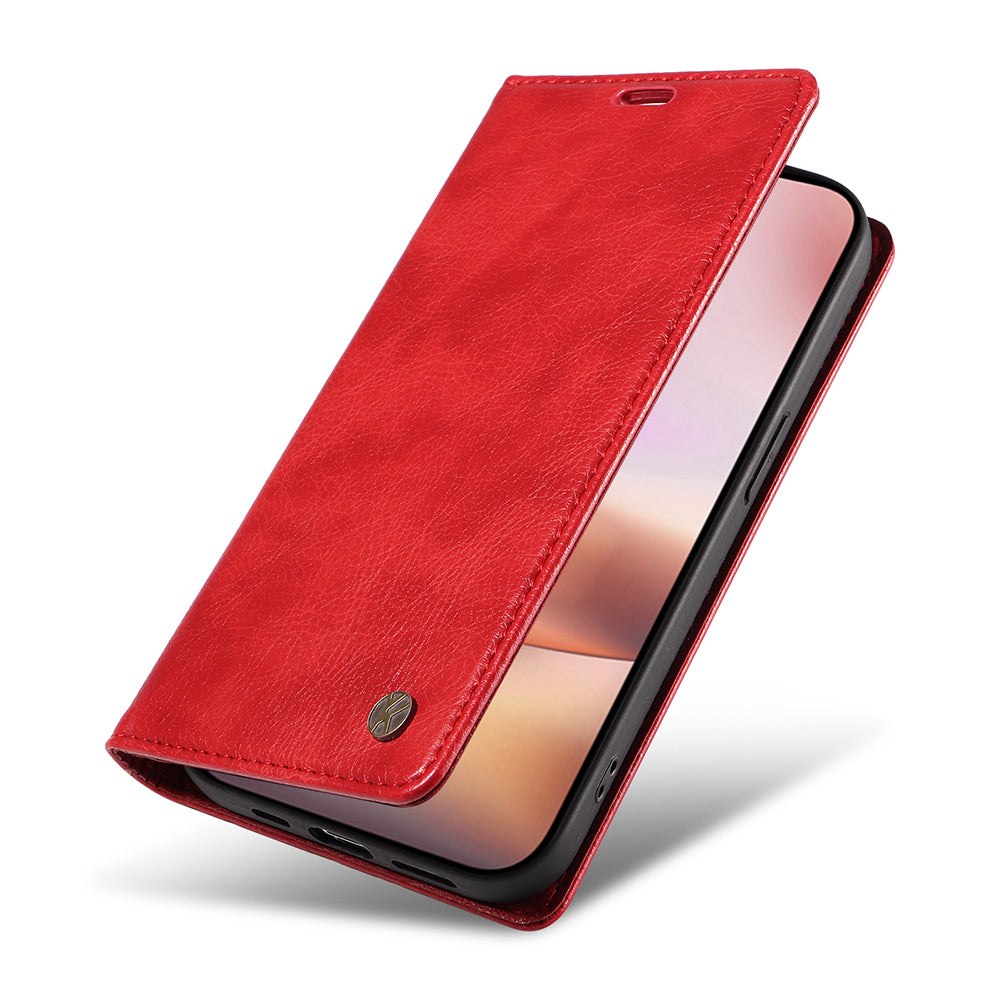 YIKATU YK-006 For iPhone 16 Plus Case Magnetic Auto-absorbed Leather Phone Cover - Red