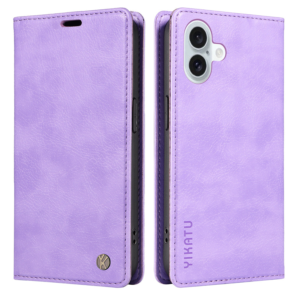 YIKATU YK-006 For iPhone 16 Plus Case Magnetic Auto-absorbed Leather Phone Cover - Purple