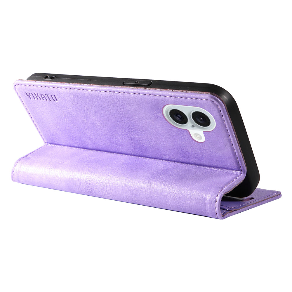 YIKATU YK-006 For iPhone 16 Plus Case Magnetic Auto-absorbed Leather Phone Cover - Purple