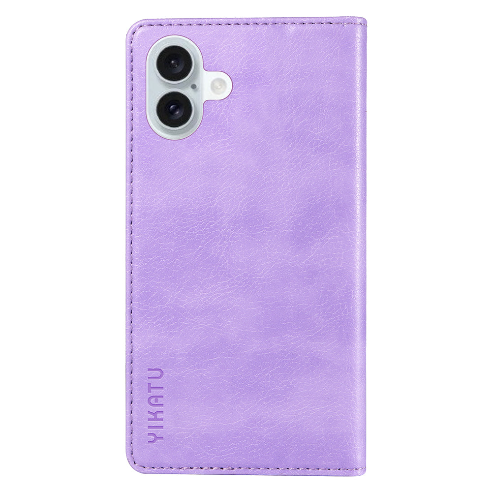 YIKATU YK-006 For iPhone 16 Plus Case Magnetic Auto-absorbed Leather Phone Cover - Purple