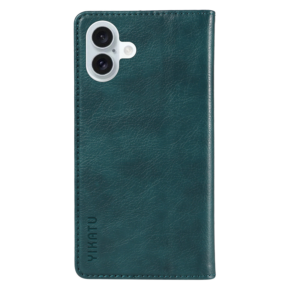 YIKATU YK-006 For iPhone 16 Plus Case Magnetic Auto-absorbed Leather Phone Cover - Blue