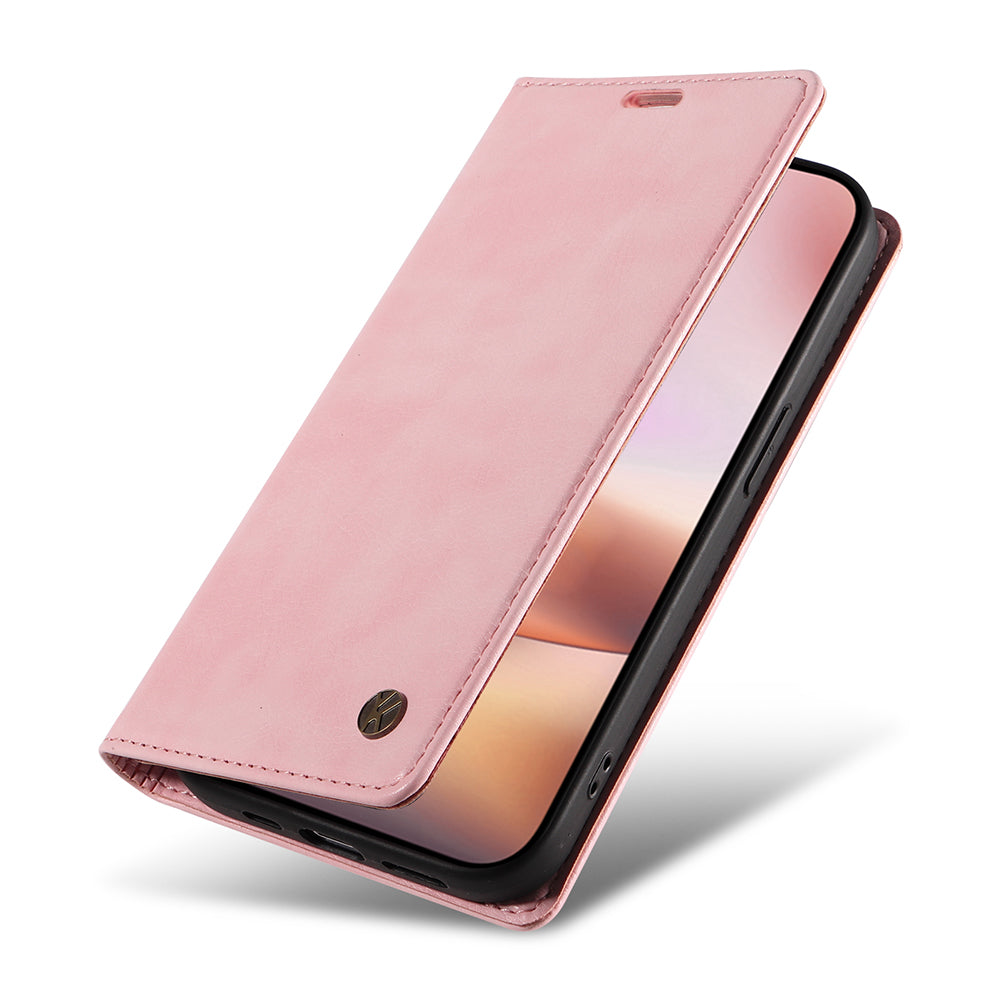 YIKATU YK-006 For iPhone 16 Plus Case Magnetic Auto-absorbed Leather Phone Cover - Pink