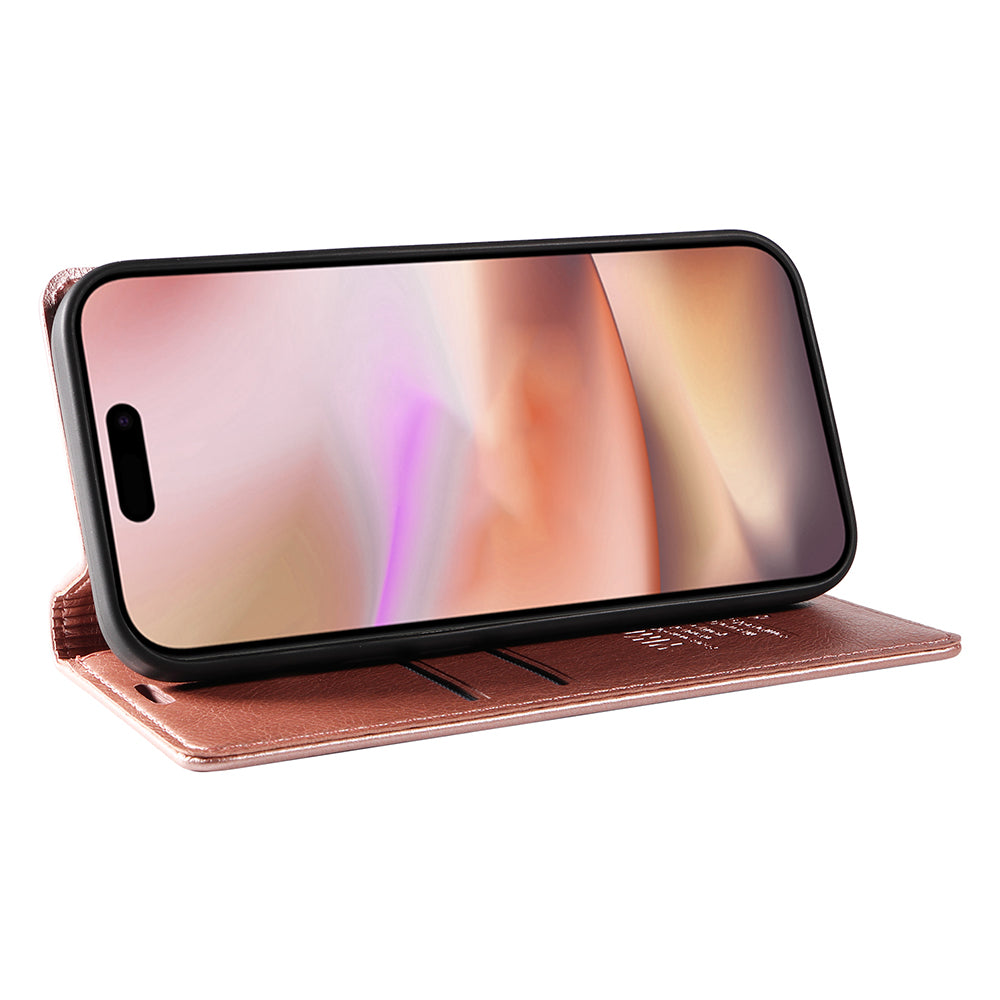 YIKATU YK-006 For iPhone 16 Plus Case Magnetic Auto-absorbed Leather Phone Cover - Rose Gold