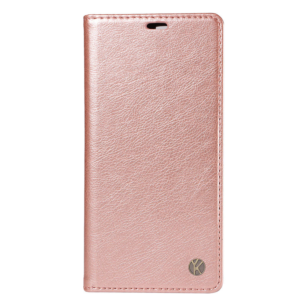 YIKATU YK-006 For iPhone 16 Plus Case Magnetic Auto-absorbed Leather Phone Cover - Rose Gold