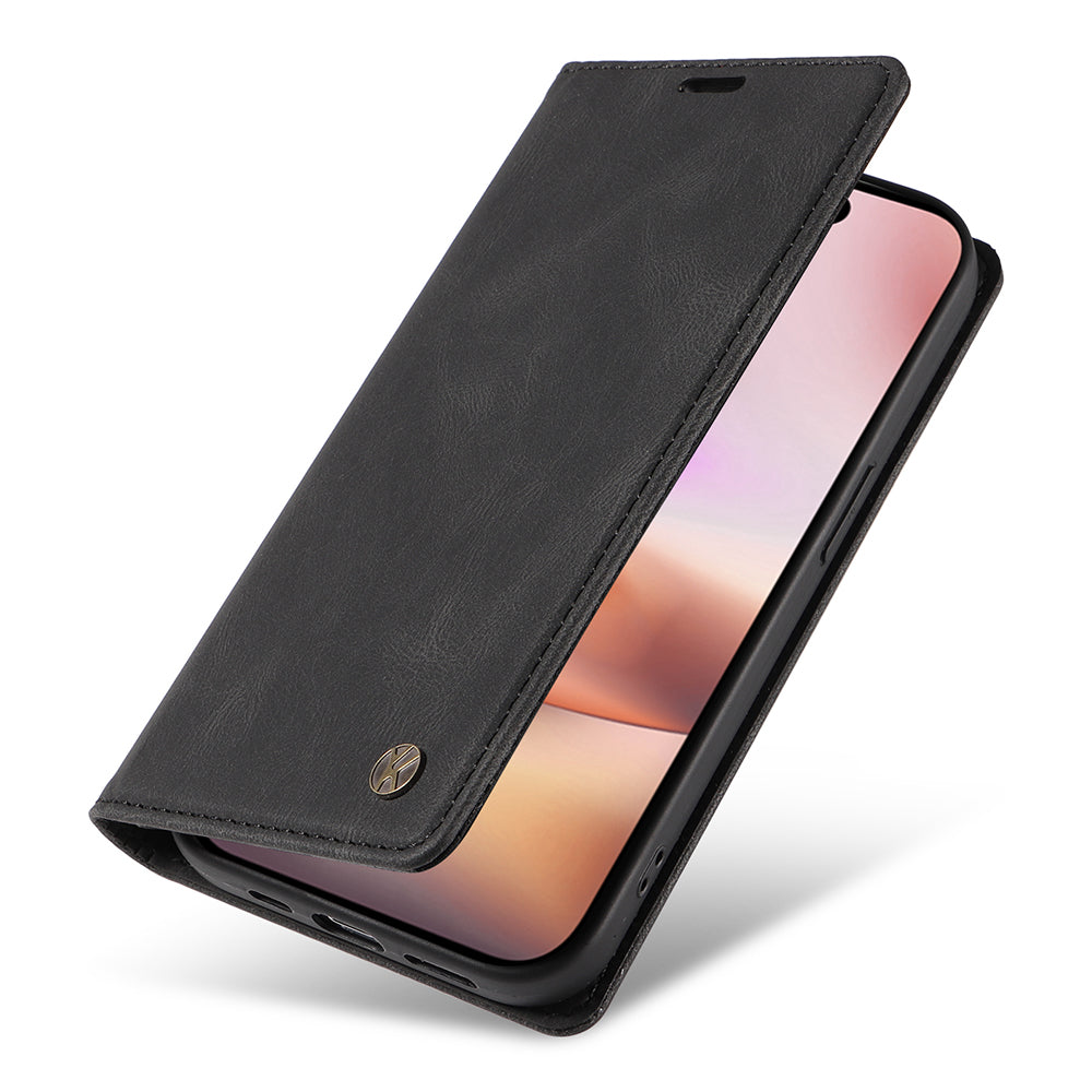 YIKATU YK-004 For iPhone 16 Plus Leather Cover Skin-Touch Wallet Phone Cases Wholesale - Black