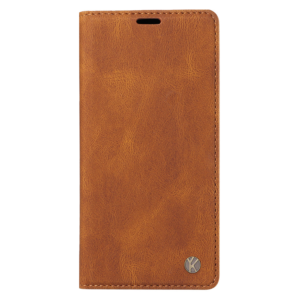 YIKATU YK-004 For iPhone 16 Plus Leather Cover Skin-Touch Wallet Phone Cases Wholesale - Brown