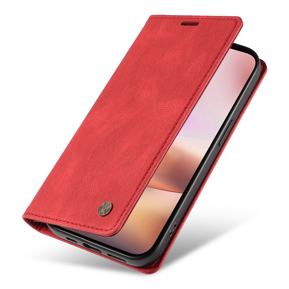 YIKATU YK-004 For iPhone 16 Plus Leather Cover Skin-Touch Wallet Phone Cases Wholesale - Red