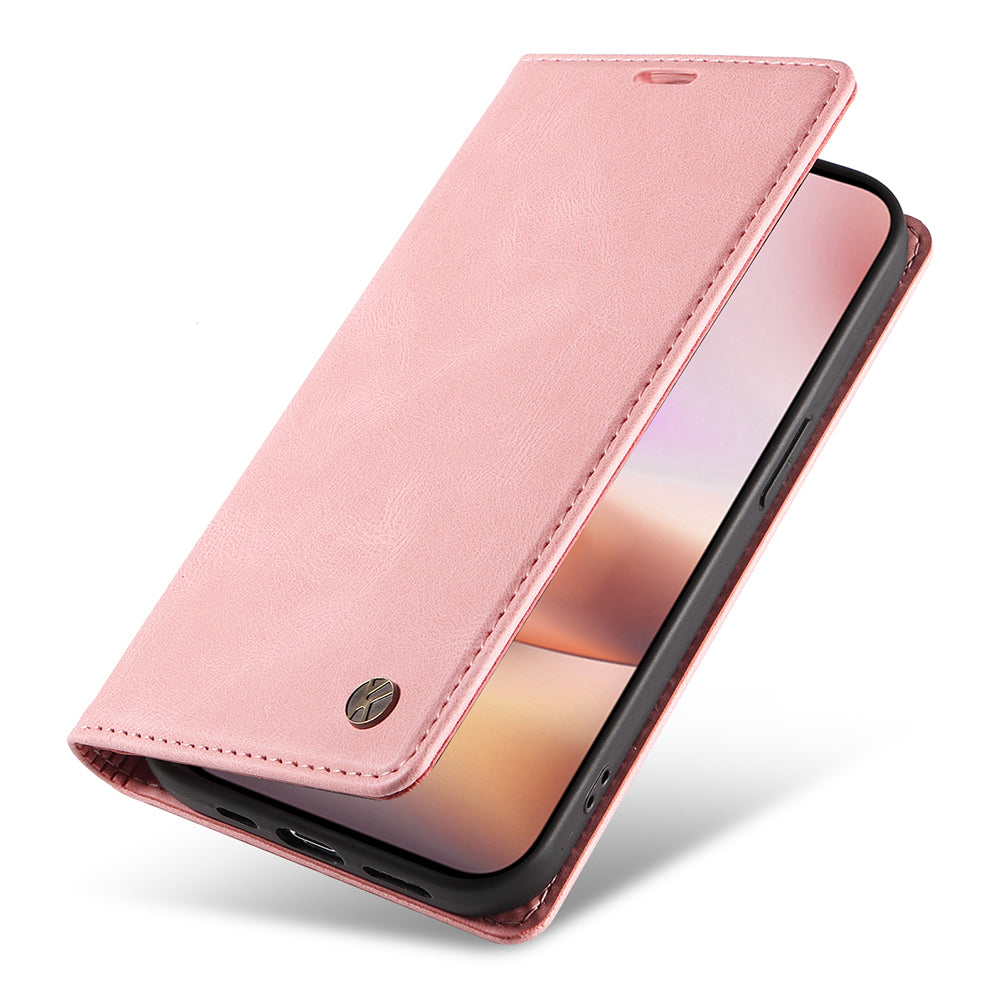 YIKATU YK-004 For iPhone 16 Plus Leather Cover Skin-Touch Wallet Phone Cases Wholesale - Pink